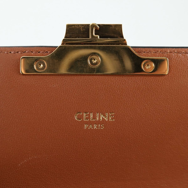 【日本直送】CELINE Triomphe Claude 單肩包 PVC 皮革 黑金 正品 yk19380M-18