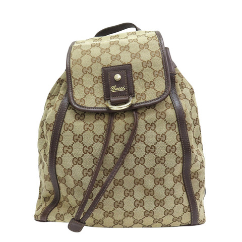 烏木色 緹花帆布 後背包 (樟腦味)【GUCCI 古馳】 141642