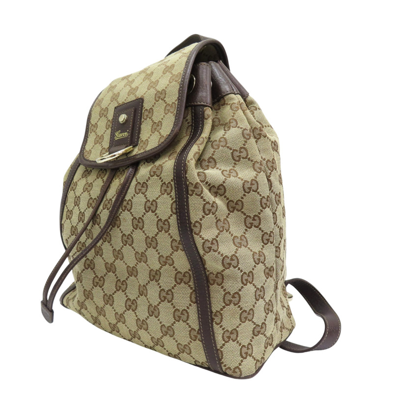 烏木色 緹花帆布 後背包 (樟腦味)【GUCCI 古馳】 141642-2