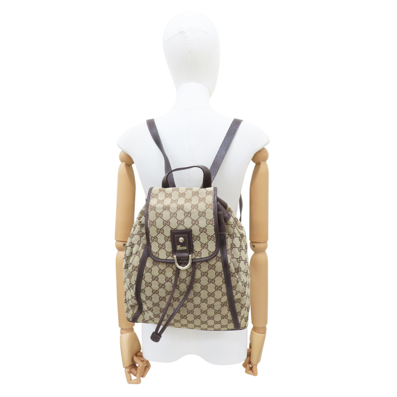 烏木色 緹花帆布 後背包 (樟腦味)【GUCCI 古馳】 141642-7