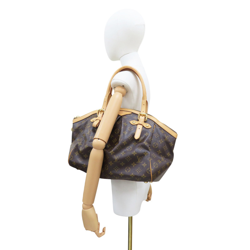 棕色 原花帆布 Tivoli GM 肩背包【LOUIS VUITTON LV 路易威登】 M40144-7