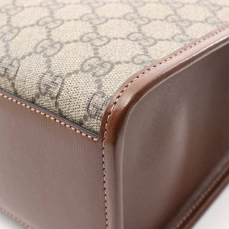 GUCCI 互扣式 G 中型 GG Supreme 斜背包 674155 帆布 米色-4