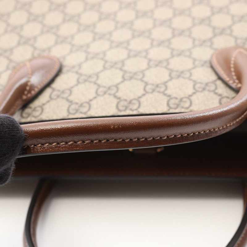 GUCCI 互扣式 G 中型 GG Supreme 斜背包 674155 帆布 米色-5