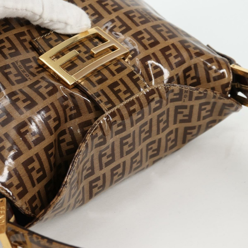 【日本直送】FENDI Zucchino 帆布 Mamma Baguette 肩背包 米色金色 正品 yk19418V-5