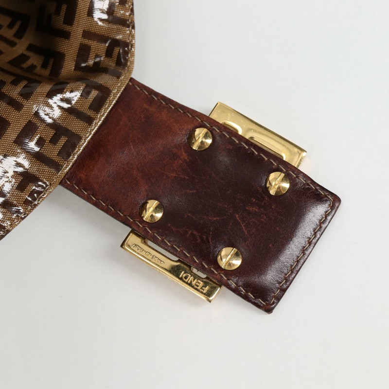 【日本直送】FENDI Zucchino 帆布 Mamma Baguette 肩背包 米色金色 正品 yk19418V-8