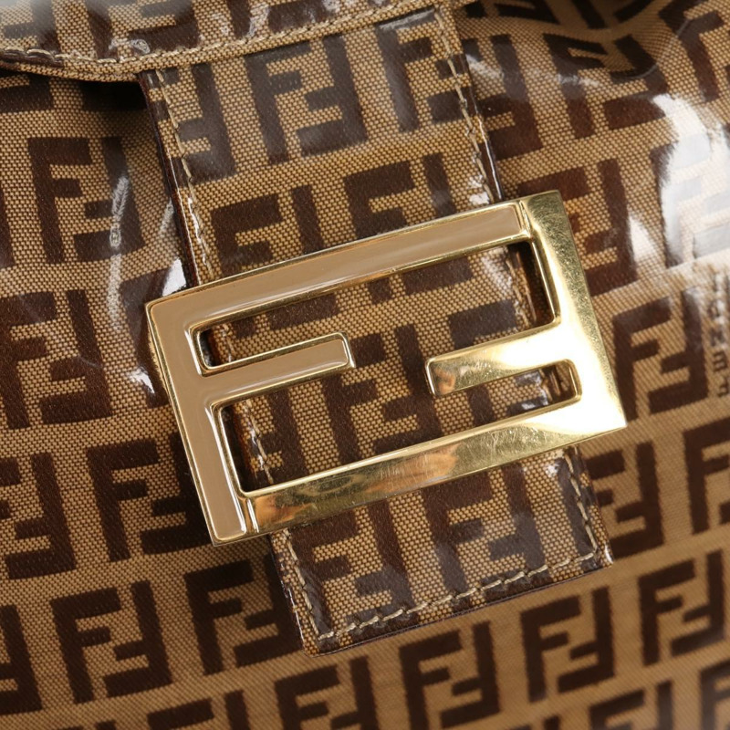 【日本直送】FENDI Zucchino 帆布 Mamma Baguette 肩背包 米色金色 正品 yk19418V-18