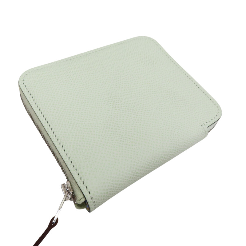 氣泡綠 Epsom 牛皮 拉鍊 Silk In Compact 短夾 U刻【HERMES 愛馬仕】-2