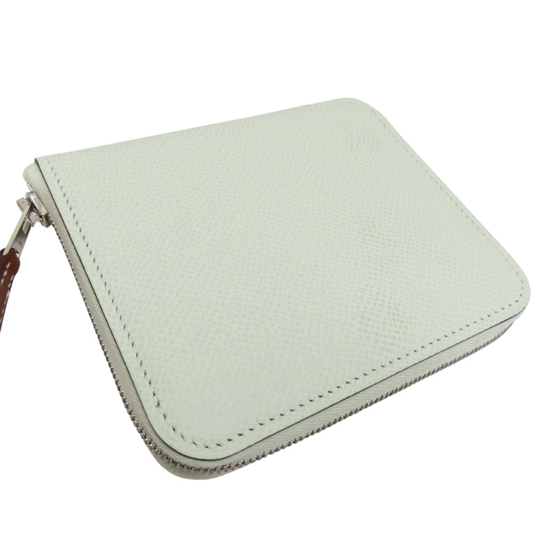 氣泡綠 Epsom 牛皮 拉鍊 Silk In Compact 短夾 U刻【HERMES 愛馬仕】-3