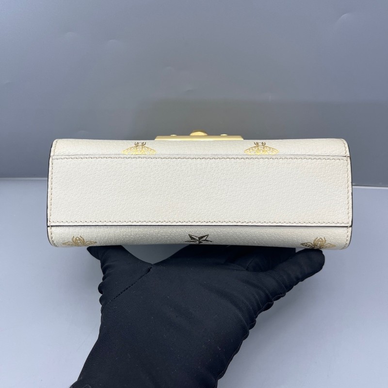 Gucci古馳 月光寶盒燙金小蜜蜂白色 肩背包斜背包 20*12*7cm-3