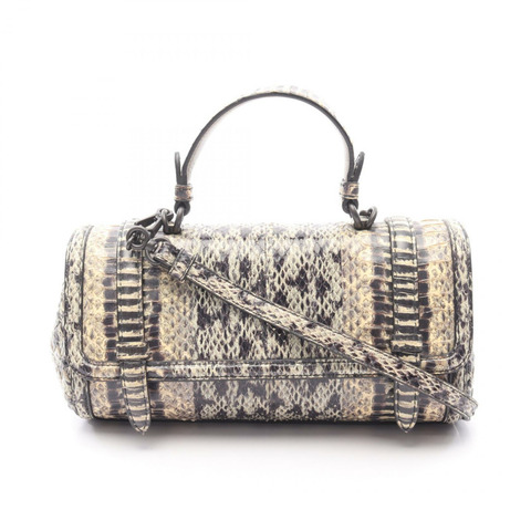 BOTTEGA VENETA 手提包 異國皮革 米色 黑色 二手 女士