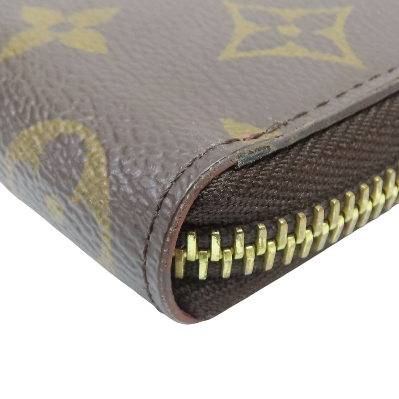 棕色 原花帆布 ZIP 拉鍊長夾 M60742 金扣【LOUIS VUITTON 路易威登】 M60742-7
