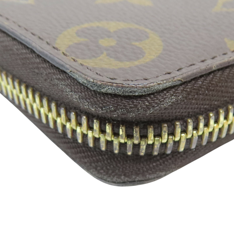棕色 原花帆布 ZIP 拉鍊長夾 M60742 金扣【LOUIS VUITTON 路易威登】 M60742-9
