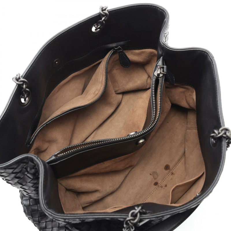 BOTTEGA VENETA Intrecciato 單肩包 手提包 皮革 黑色 二手 女士-2