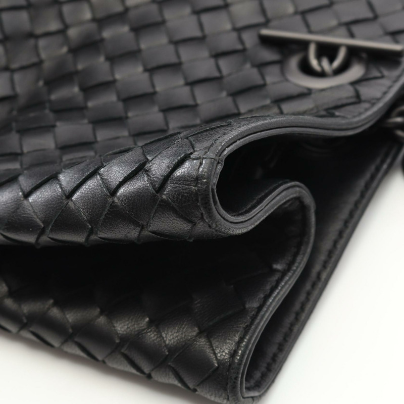 BOTTEGA VENETA Intrecciato 單肩包 手提包 皮革 黑色 二手 女士-7