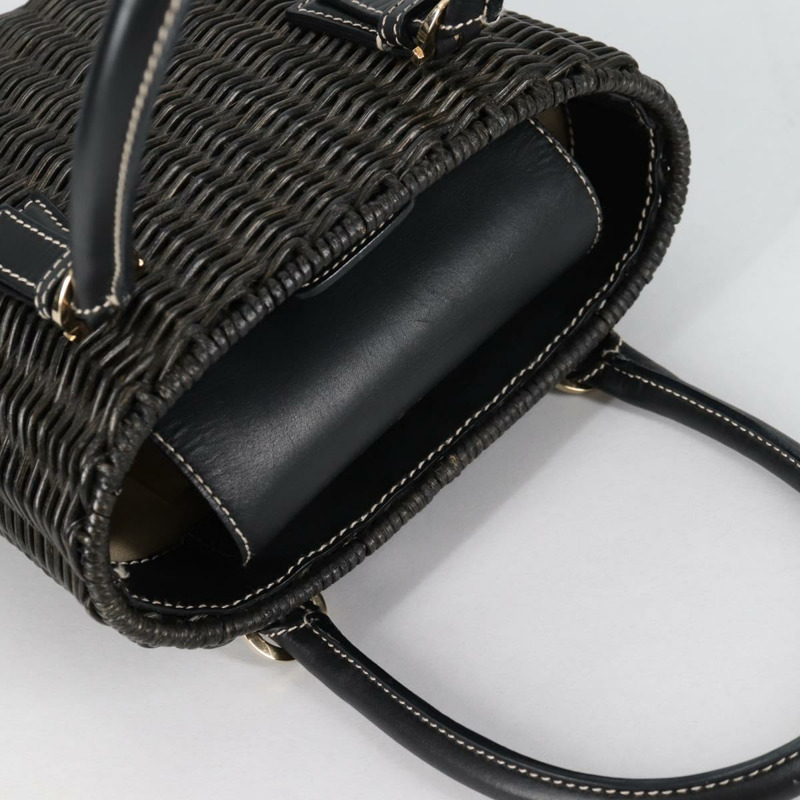 【日本直送】Salvatore Ferragamo Gancini 手提包 藤條 黑金 正品 142185V-5