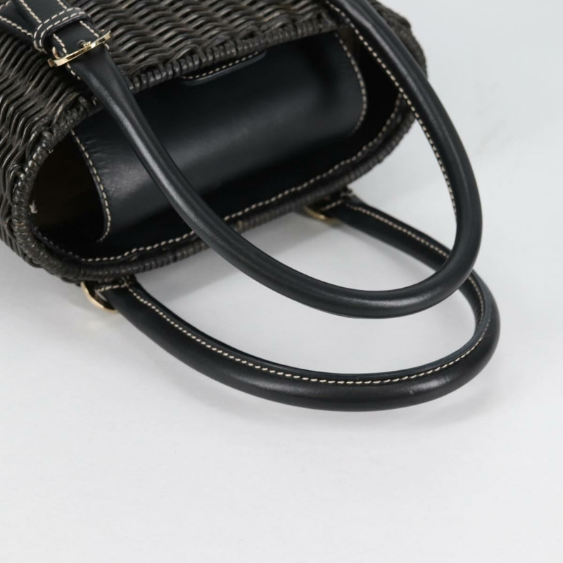 【日本直送】Salvatore Ferragamo Gancini 手提包 藤條 黑金 正品 142185V-6