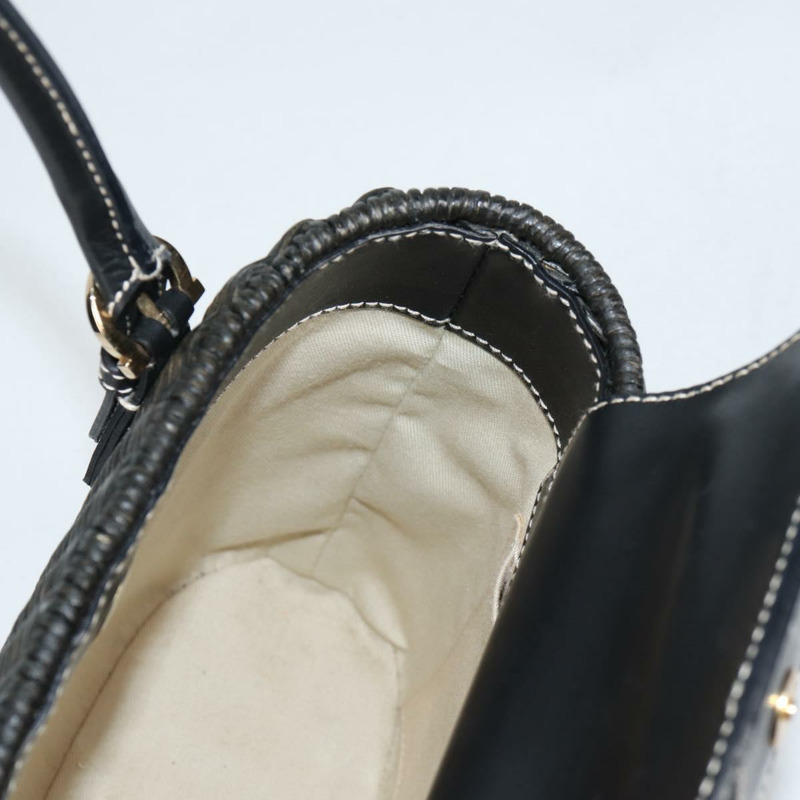 【日本直送】Salvatore Ferragamo Gancini 手提包 藤條 黑金 正品 142185V-17