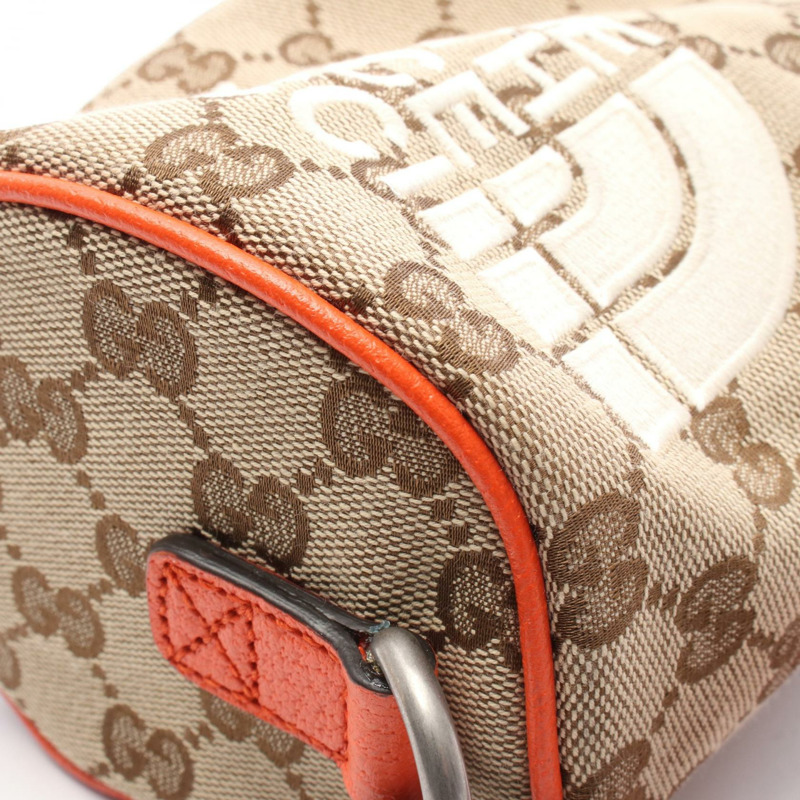 GUCCI×THE NORTH FACE GG帆布斜背肩背包 679760 公尺棕色-5