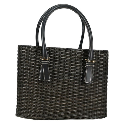 Salvatore Ferragamo Gancini 手提包 藤條 黑金 正品 142182V