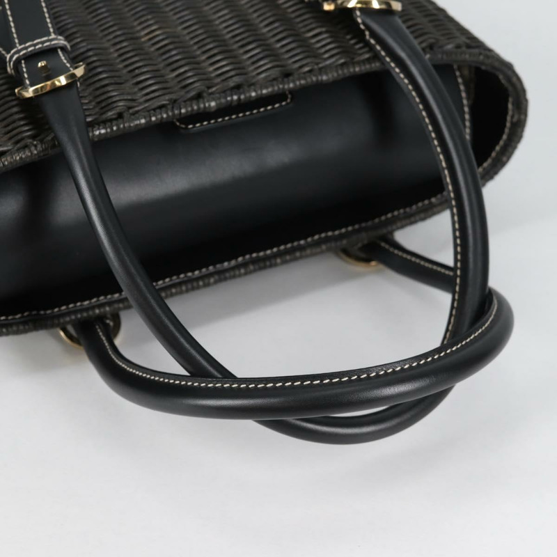 【日本直送】Salvatore Ferragamo Gancini 手提包 藤條 黑金 正品 142182V-6