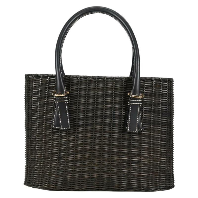 【日本直送】Salvatore Ferragamo Gancini 手提包 藤條 黑金 正品 142182V-12
