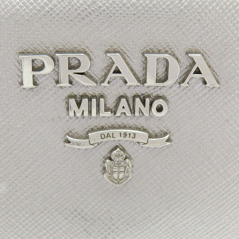 銀色 防刮牛皮 兩用包 銀扣【PRADA 普拉達】-6
