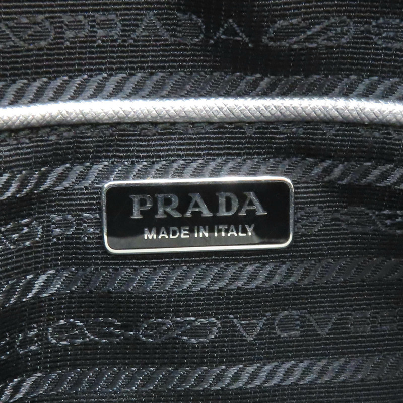 銀色 防刮牛皮 兩用包 銀扣【PRADA 普拉達】-7