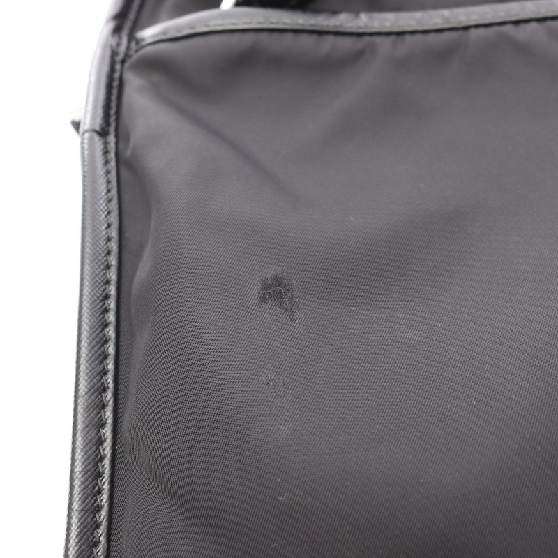 PRADA 斜背包 V167 尼龍十字紋皮革黑色二手男女通用-10
