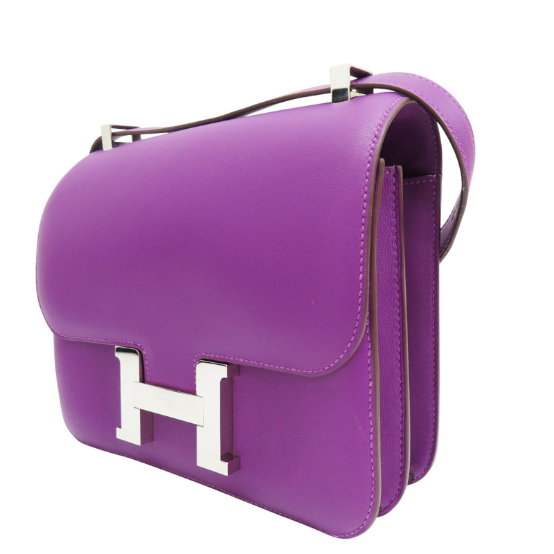 海葵紫 Swift牛皮 Constance 24 肩背包 T刻【HERMES 愛馬仕】 T刻/Anemone-2