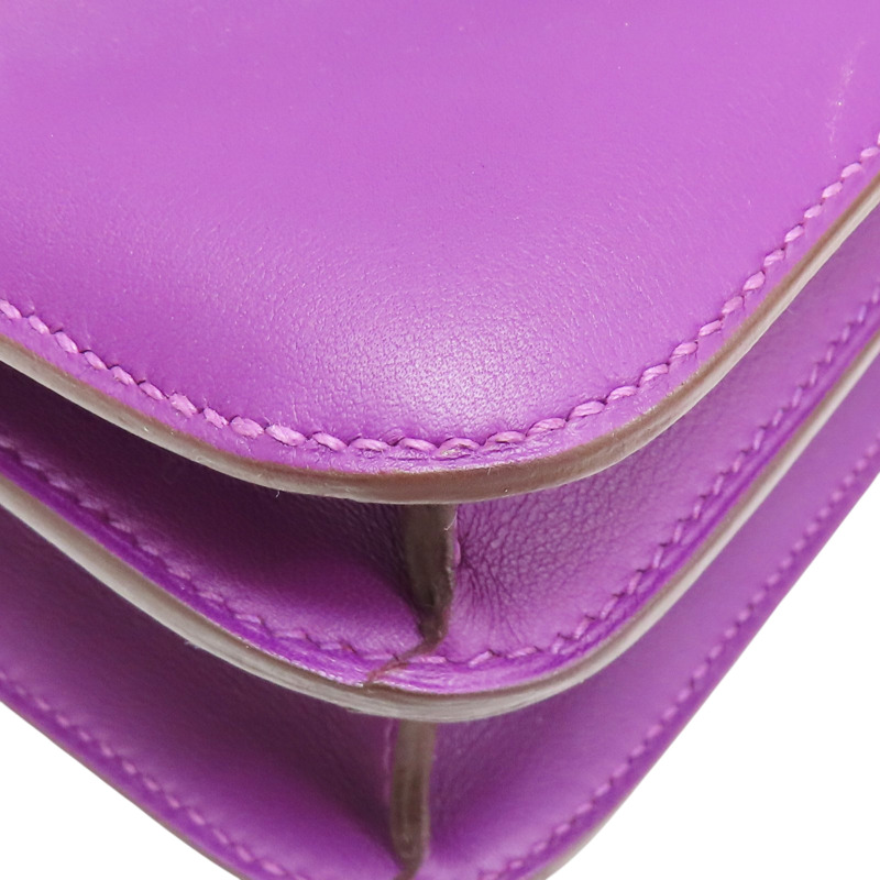 海葵紫 Swift牛皮 Constance 24 肩背包 T刻【HERMES 愛馬仕】 T刻/Anemone-11