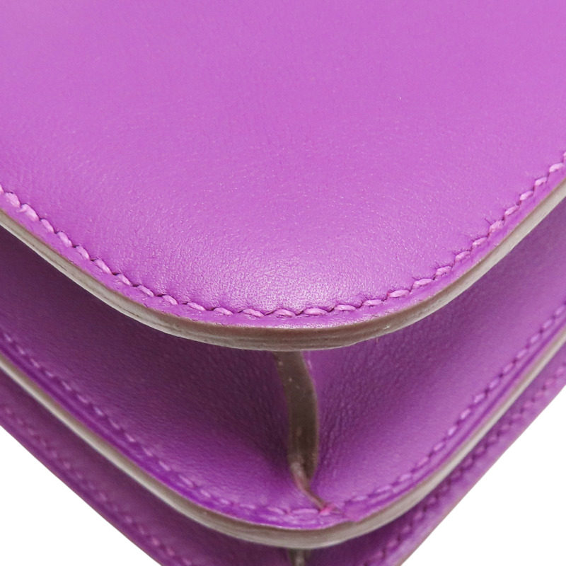海葵紫 Swift牛皮 Constance 24 肩背包 T刻【HERMES 愛馬仕】 T刻/Anemone-12