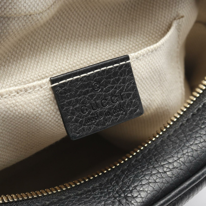 GUCCI Soho Disco 包 互扣式 G 肩包 308364 皮革 黑色 二手 女士-3
