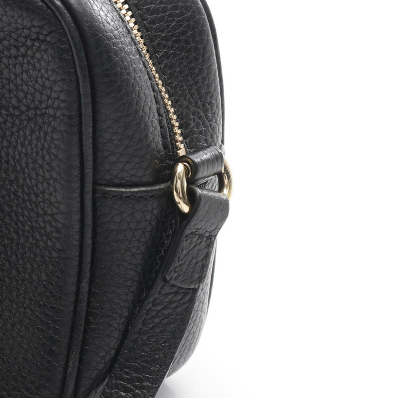 GUCCI Soho Disco 包 互扣式 G 肩包 308364 皮革 黑色 二手 女士-6