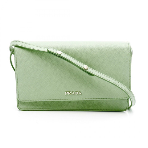 PRADA SAFFIANO LUX 斜背包 1BH009 皮革 綠色 二手 女士