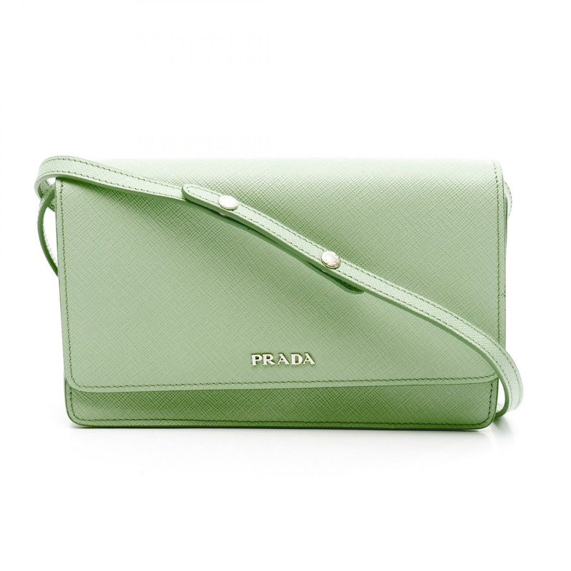 PRADA SAFFIANO LUX 斜背包 1BH009 皮革 綠色 二手 女士-0