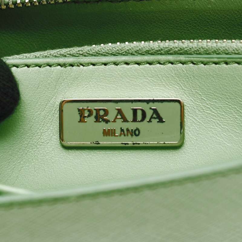 PRADA SAFFIANO LUX 斜背包 1BH009 皮革 綠色 二手 女士-3