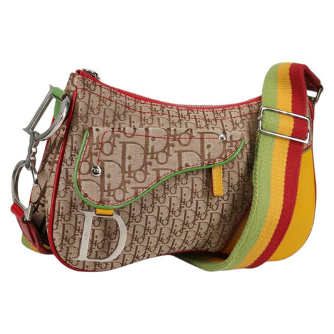 Christian Dior Trotter 帆布肩背包 Rasta 顏色米色 正品 138076V