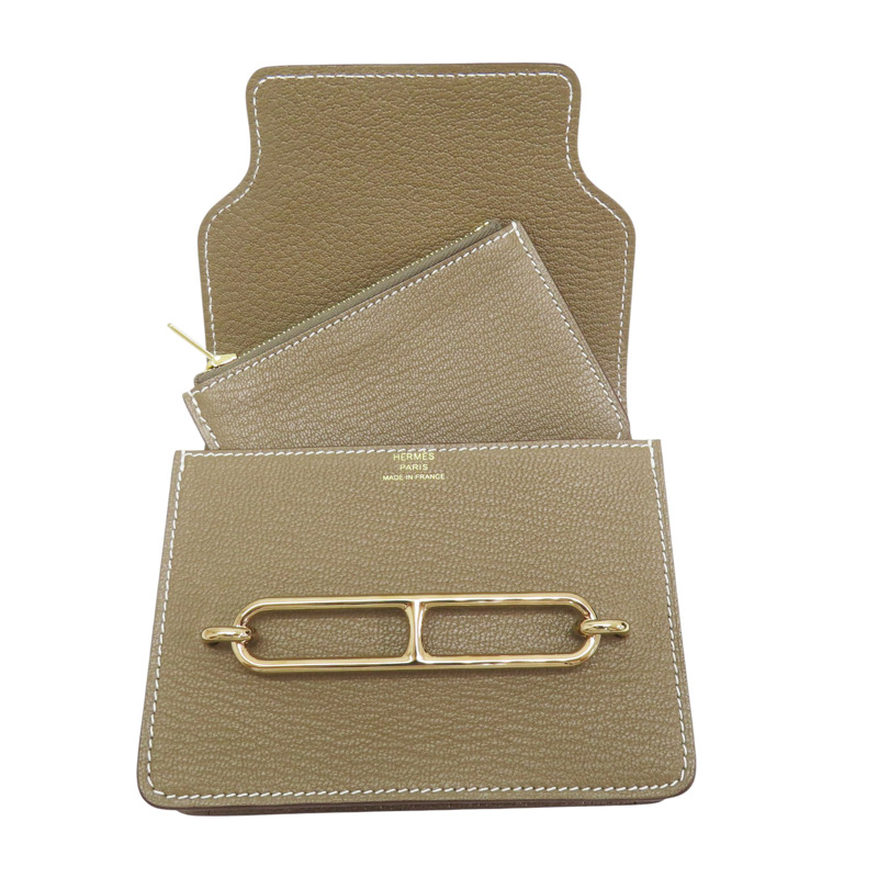 大象灰 山羊皮 Roulis Slim Wallet 零錢包 B刻【HERMES 愛馬仕】 B刻/Etoupe-4