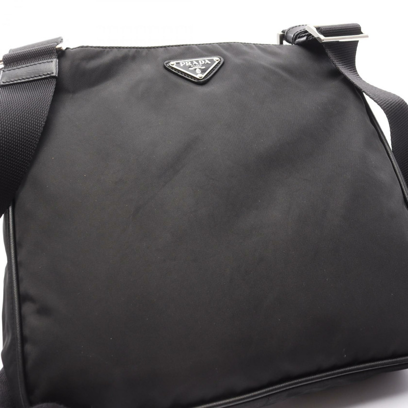 PRADA Re-Nylon 斜背包 尼龍十字紋皮革 黑色 二手 男女通用-11