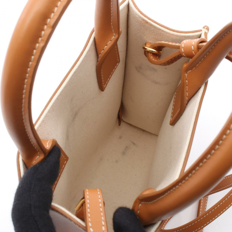 CELINE 迷你 Vertical Cabas 2Way 單肩包 手提包 193302 帆布 皮革 米色-2