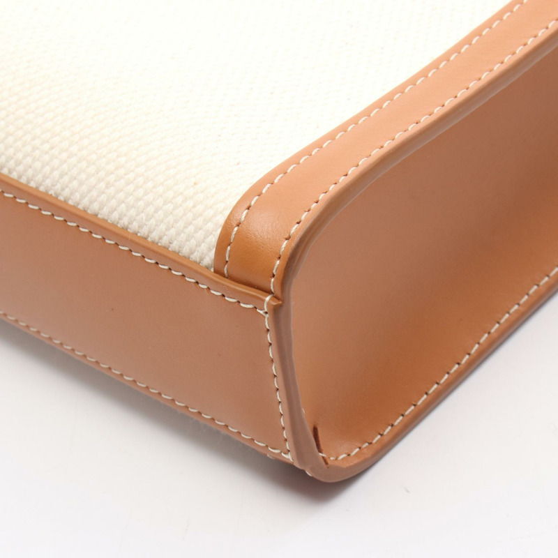 CELINE 迷你 Vertical Cabas 2Way 單肩包 手提包 193302 帆布 皮革 米色-7