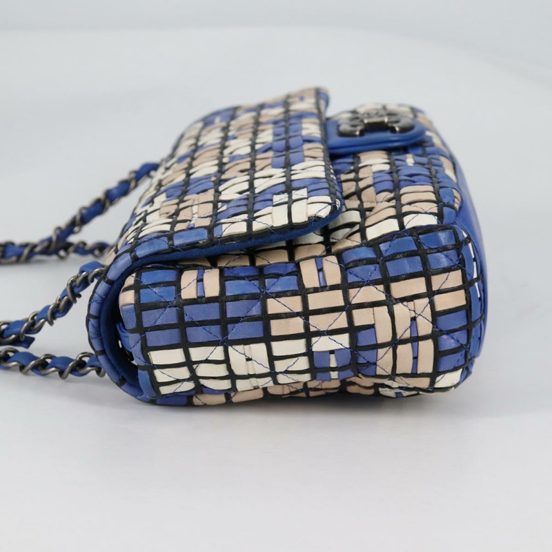 【日本直送】香奈兒 Matelasse 鏈條單肩包 皮革 藍色 CC 正品 136058M-2
