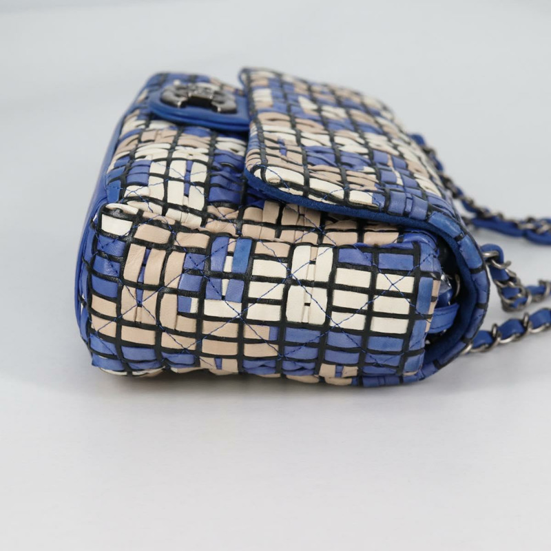 【日本直送】香奈兒 Matelasse 鏈條單肩包 皮革 藍色 CC 正品 136058M-3
