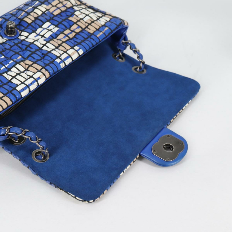 【日本直送】香奈兒 Matelasse 鏈條單肩包 皮革 藍色 CC 正品 136058M-19