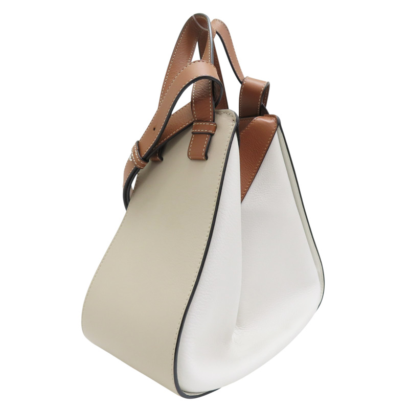 白/棕色 牛皮 Hammock 肩背包【LOEWE 羅威】-2