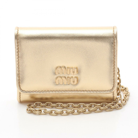 Miu Miu 卡夾 5MR030 皮革 金色 二手 女款