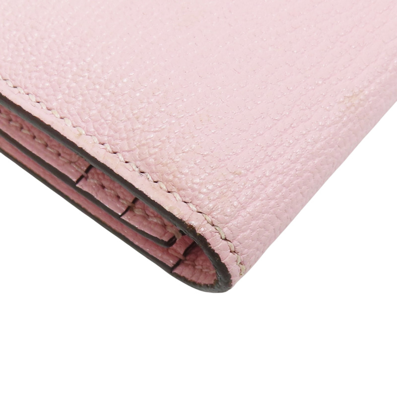 粉色 山羊皮 Bearn Soufflet 雙折長夾 Z刻 銀扣【HERMES 愛馬仕】 Z刻/Rose Sakura-11