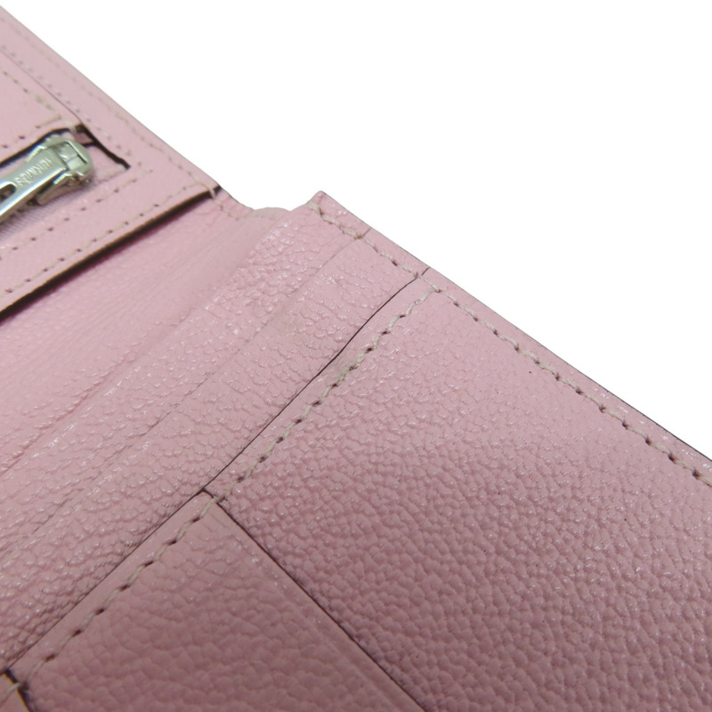 粉色 山羊皮 Bearn Soufflet 雙折長夾 Z刻 銀扣【HERMES 愛馬仕】 Z刻/Rose Sakura-13