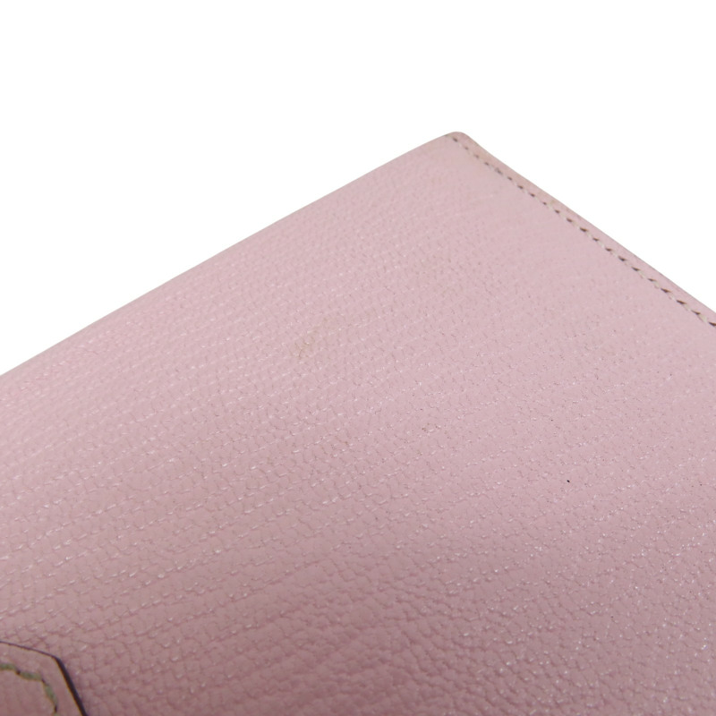 粉色 山羊皮 Bearn Soufflet 雙折長夾 Z刻 銀扣【HERMES 愛馬仕】 Z刻/Rose Sakura-15