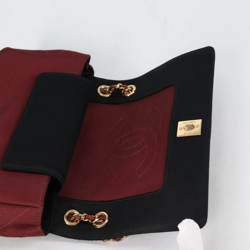 【日本直送】香奈兒 Matelasse 鏈條單肩包 帆布 波爾多金色 CC 正品 136061M-20